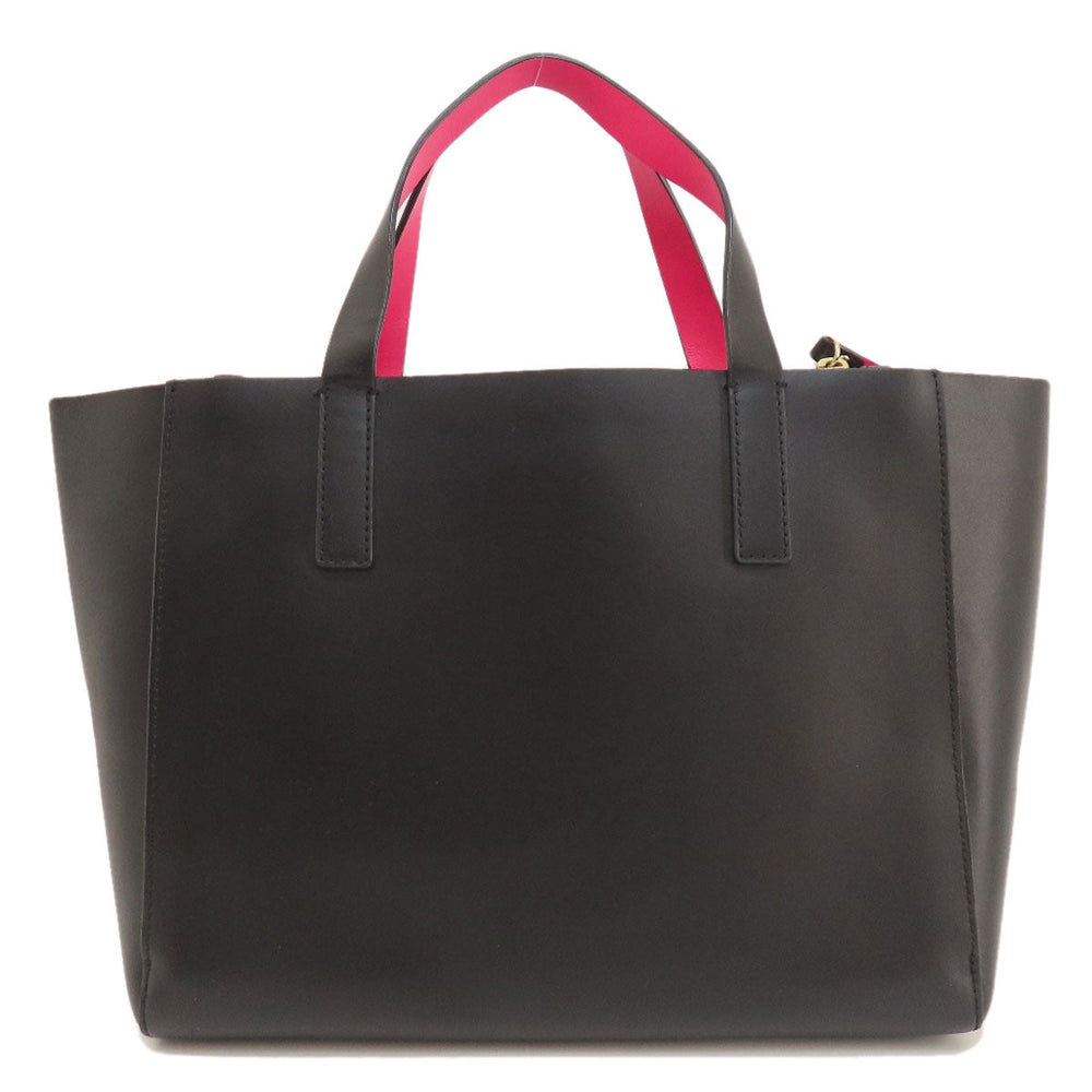 Kate Spade Tote Bag leather black logoMetal 2WAY Women Used Authentic