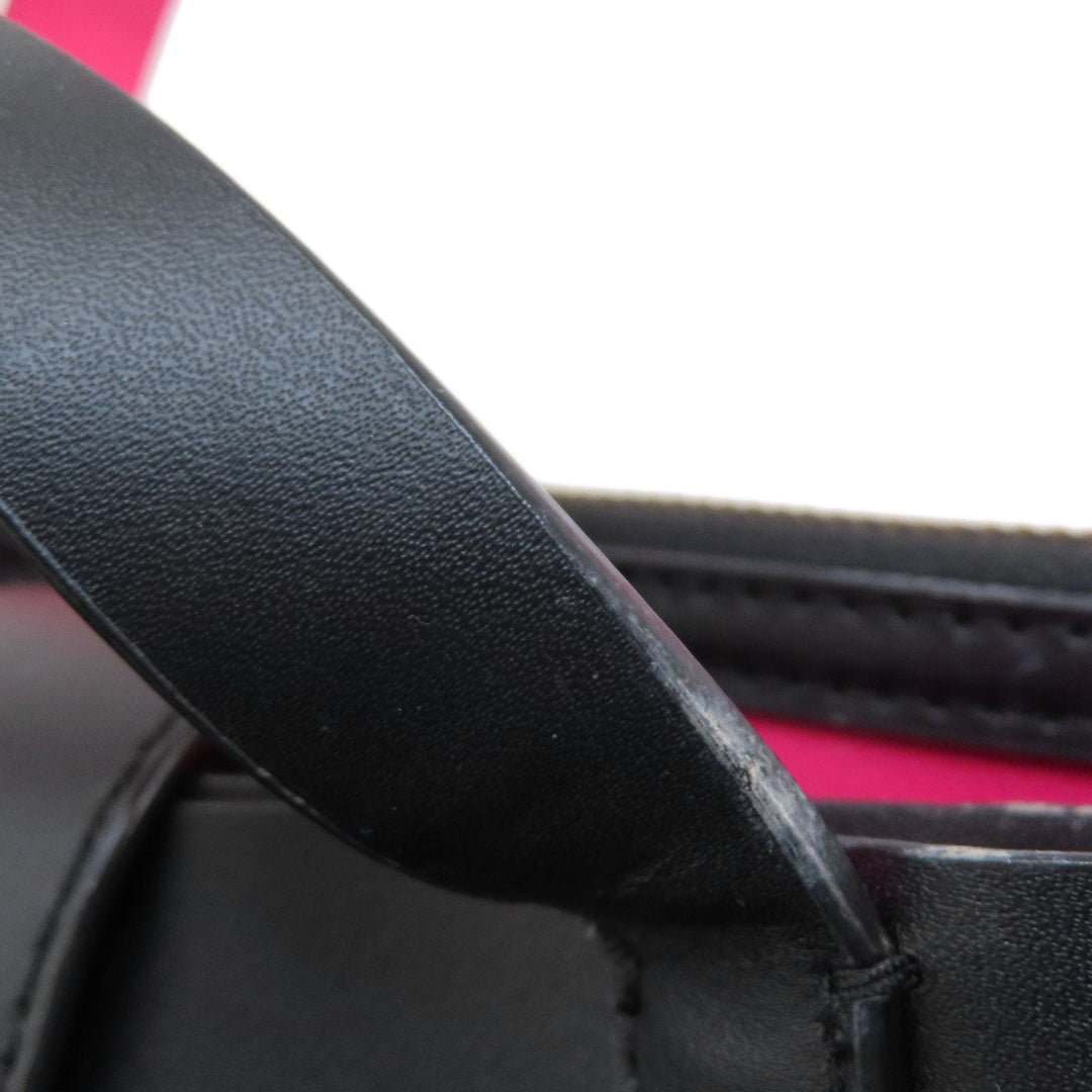 Kate Spade Tote Bag leather black logoMetal 2WAY Women Used Authentic