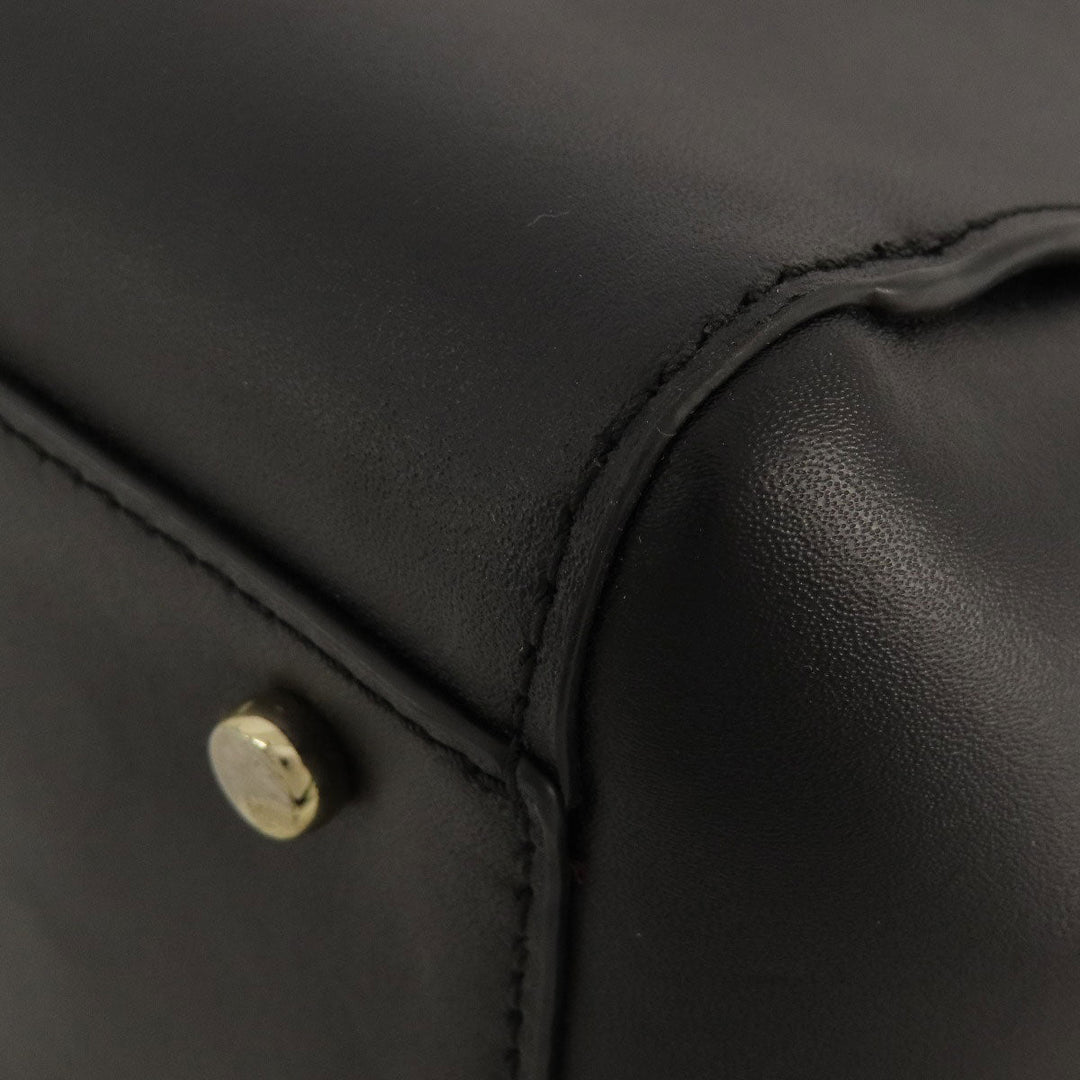 Kate Spade Tote Bag leather black logoMetal 2WAY Women Used Authentic