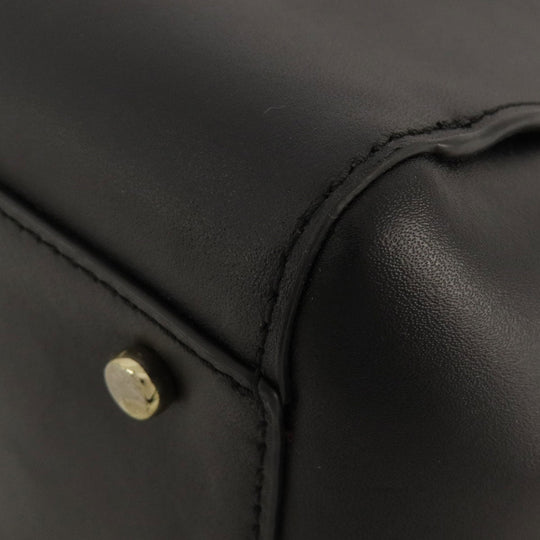 Kate Spade Tote Bag leather black logoMetal 2WAY Women Used Authentic