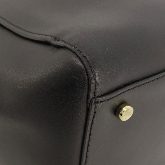 Kate Spade Tote Bag leather black logoMetal 2WAY Women Used Authentic