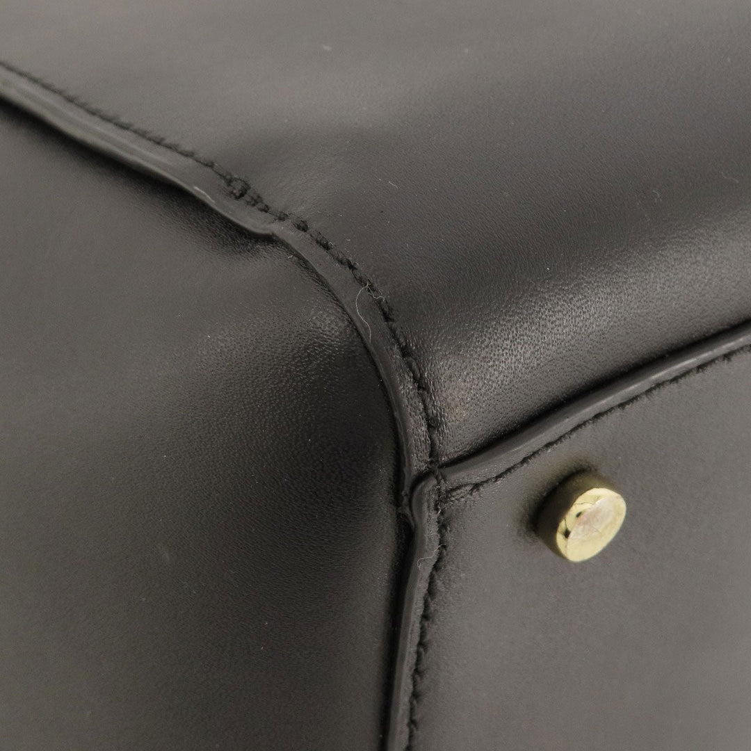Kate Spade Tote Bag leather black logoMetal 2WAY Women Used Authentic