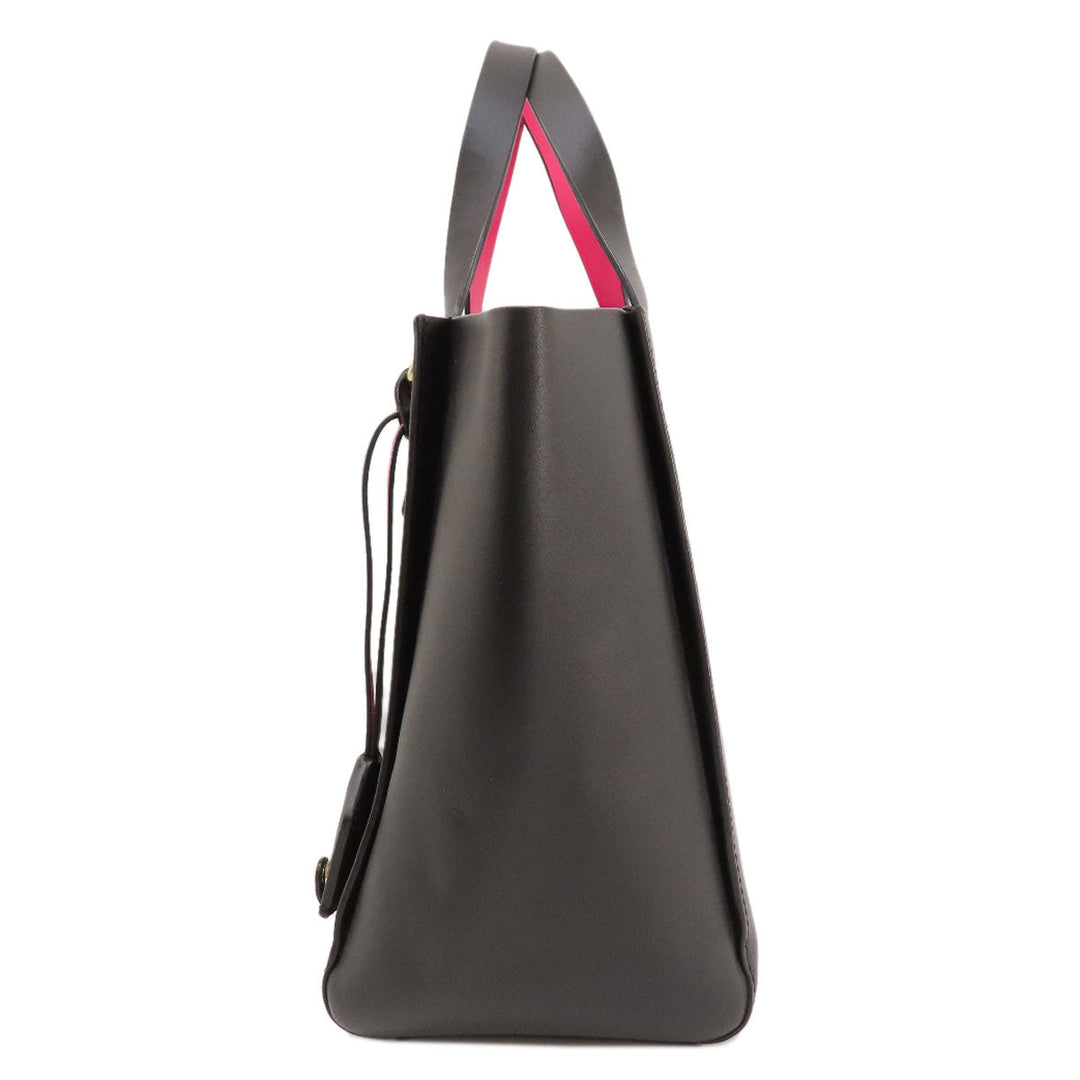 Kate Spade Tote Bag leather black logoMetal 2WAY Women Used Authentic