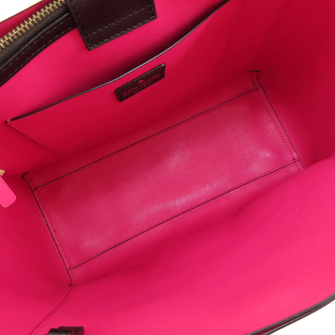 Kate Spade Tote Bag leather black logoMetal 2WAY Women Used Authentic