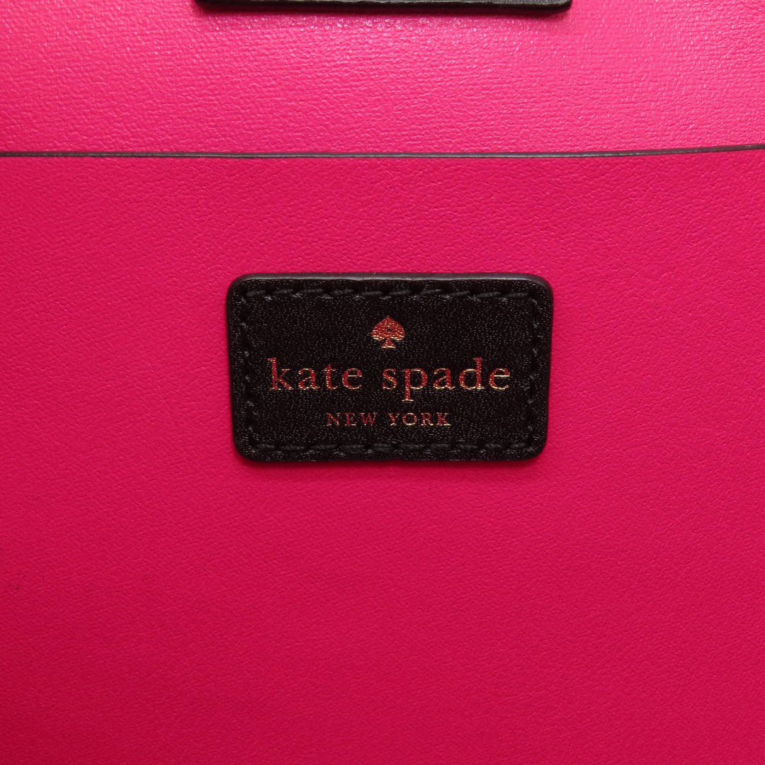 Kate Spade Tote Bag leather black logoMetal 2WAY Women Used Authentic