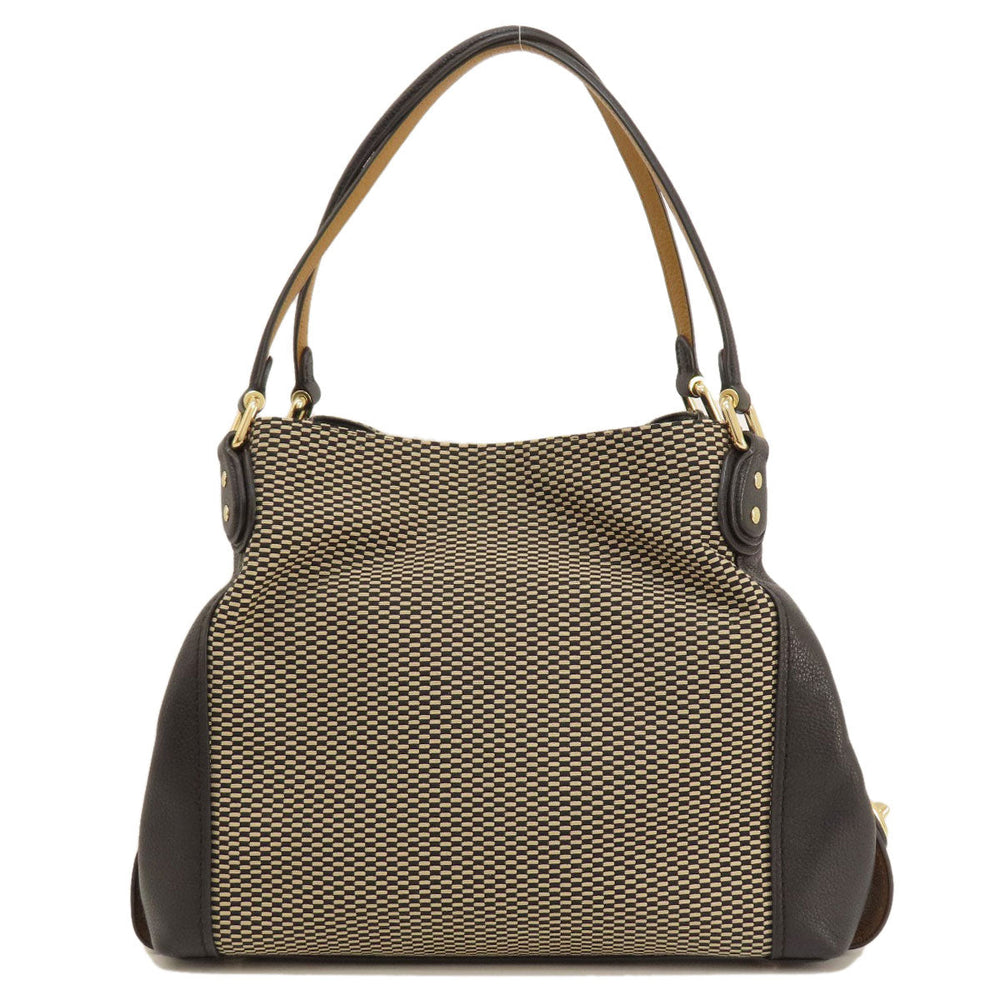 COACH Tote Bag 28895 Leather, Canvas Brown logoMetal Women Used Authentic