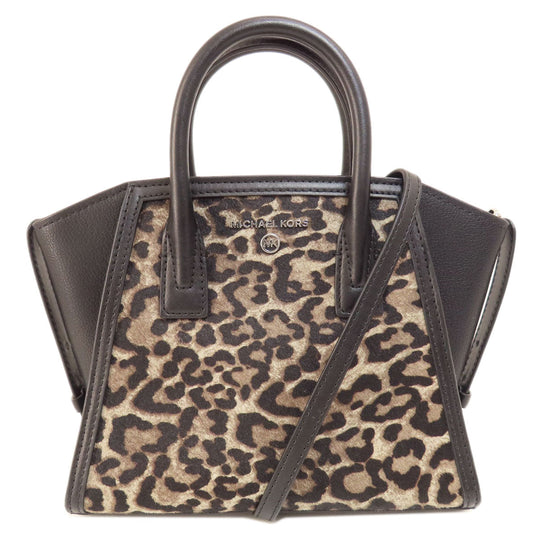 MICHAEL KORS Handbag leather Brown Leopard Pattern 2WAY
