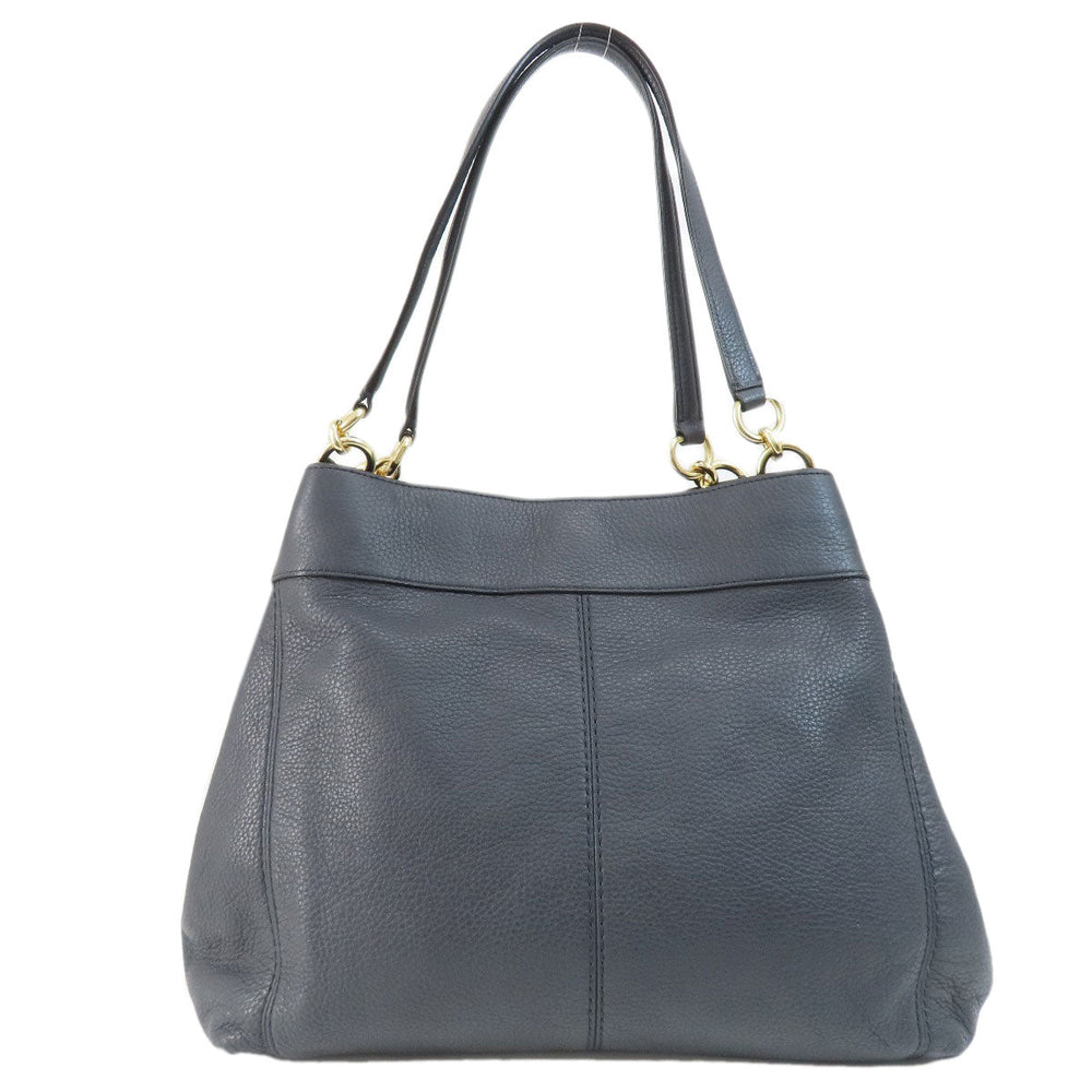 COACH Tote Bag F28997 leather Navy logo Women Used Authentic