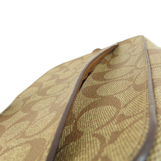 COACH Shoulder Bag 91677 PVC Brown Long Shoulder Signature Women Used Authentic