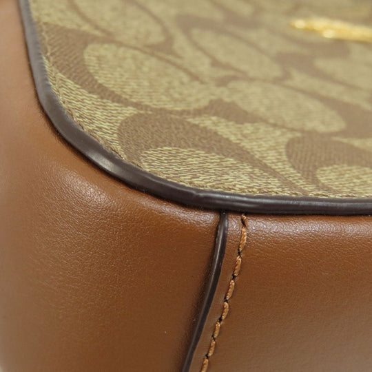 COACH Shoulder Bag 91677 PVC Brown Long Shoulder Signature Women Used Authentic