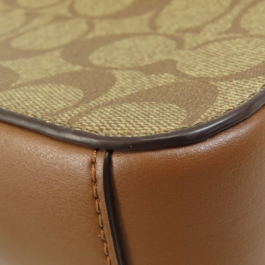 COACH Shoulder Bag 91677 PVC Brown Long Shoulder Signature Women Used Authentic