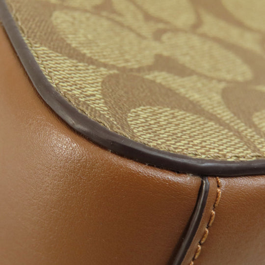 COACH Shoulder Bag 91677 PVC Brown Long Shoulder Signature Women Used Authentic