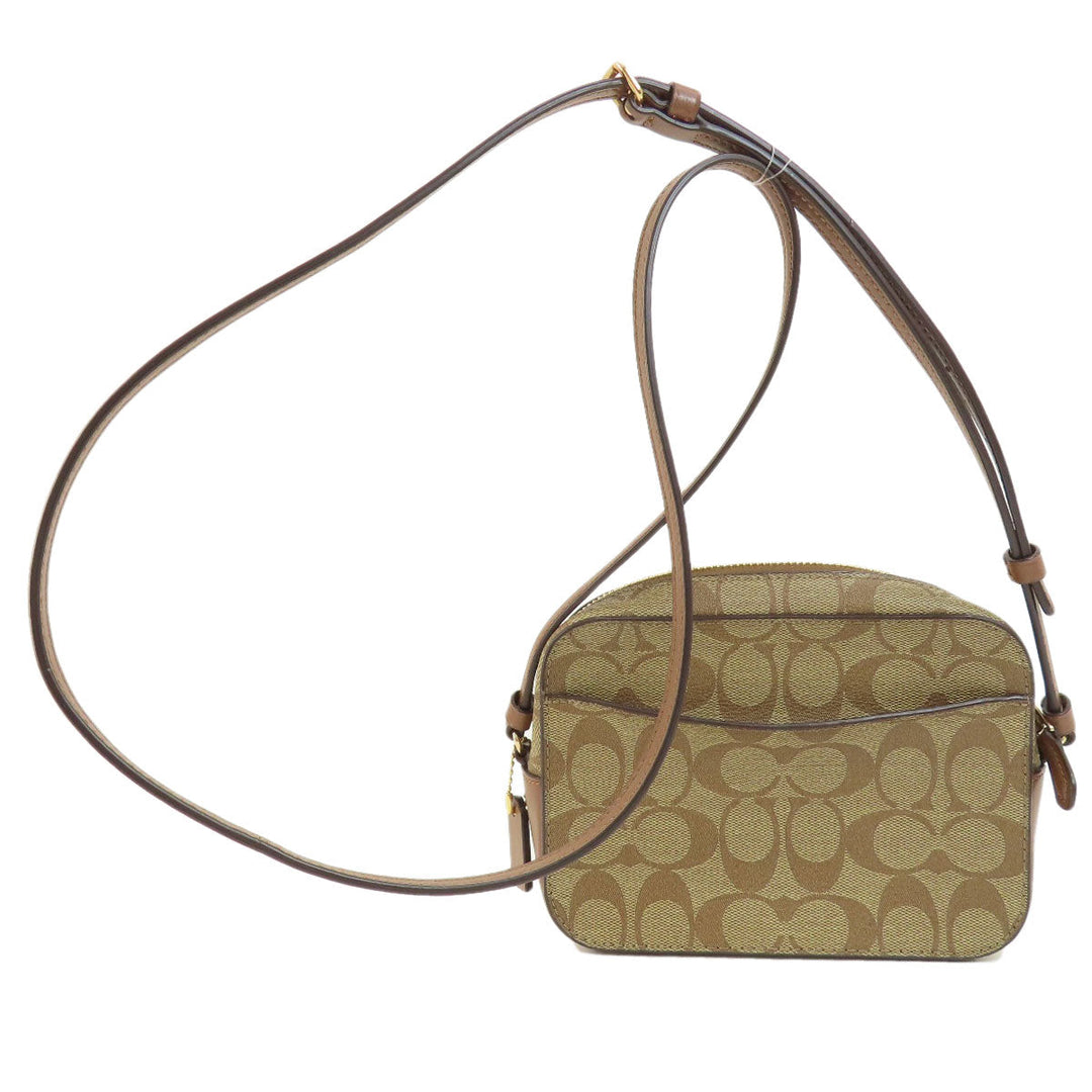 COACH Shoulder Bag 91677 PVC Brown Long Shoulder Signature Women Used Authentic