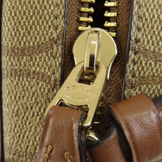 COACH Shoulder Bag 91677 PVC Brown Long Shoulder Signature Women Used Authentic