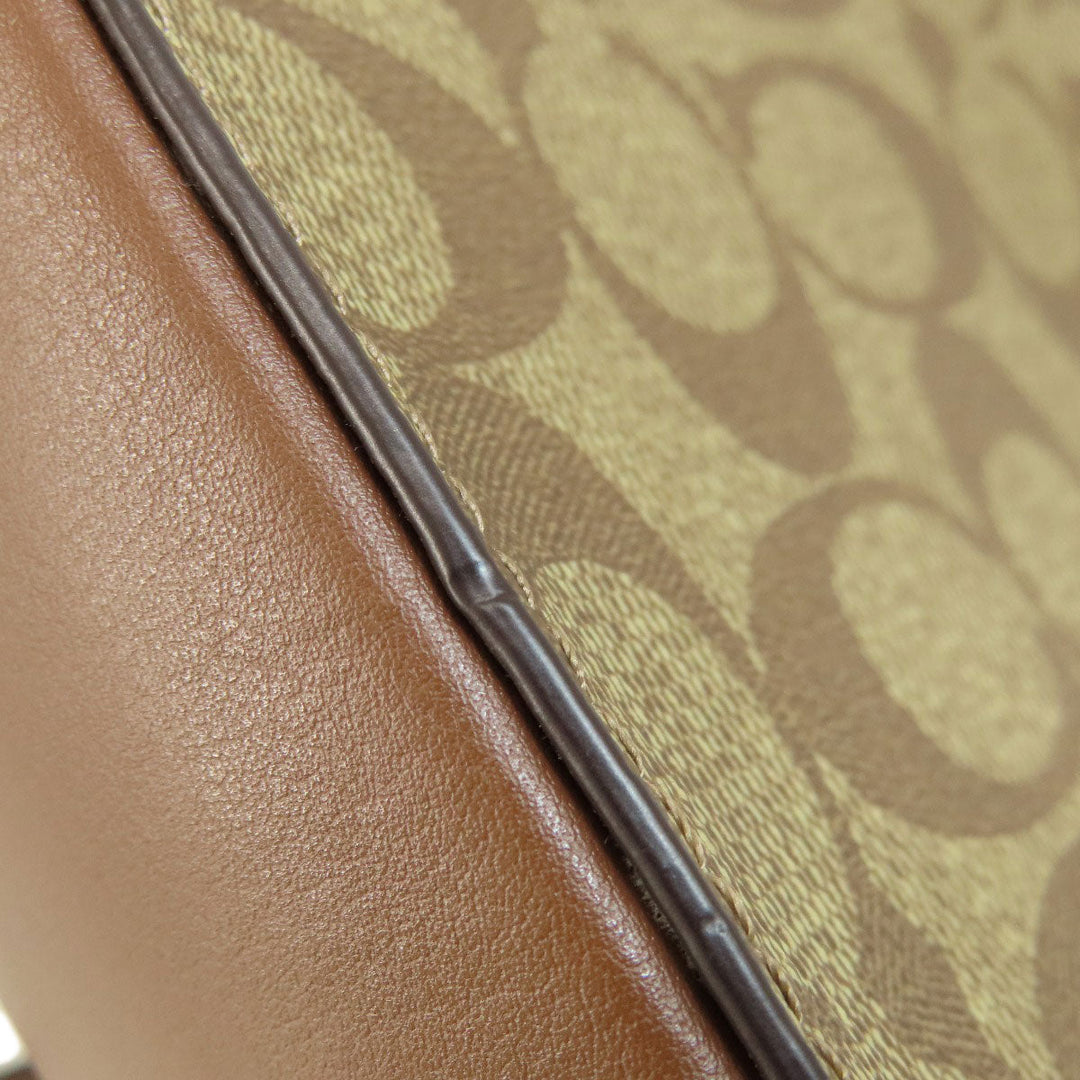 COACH Shoulder Bag 91677 PVC Brown Long Shoulder Signature Women Used Authentic