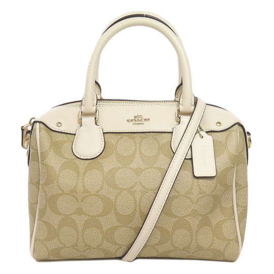 COACH Handbag PVC beige Signature 2WAY Women Used Authentic