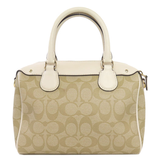 COACH Handbag PVC beige Signature 2WAY Women Used Authentic