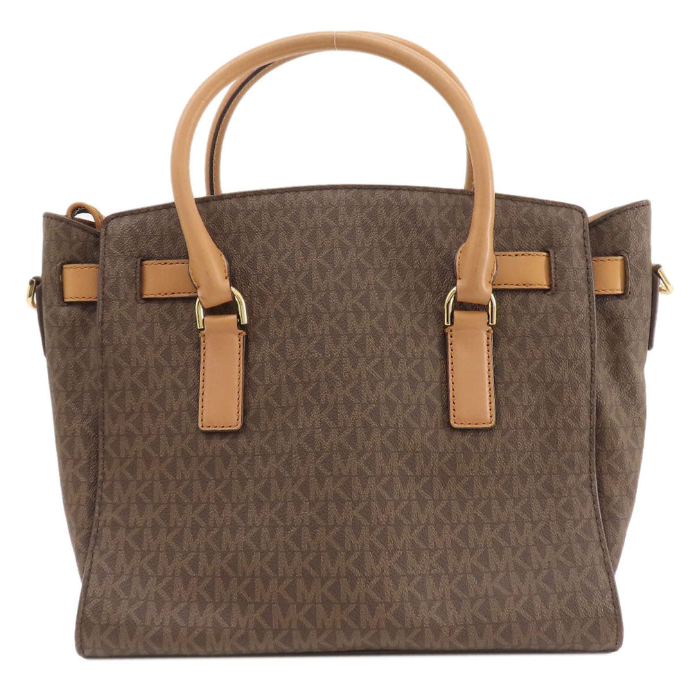 MICHAEL KORS Tote Bag PVC Brown MK Signature 2WAY Women Used Authentic