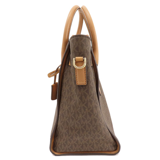MICHAEL KORS Tote Bag PVC Brown MK Signature 2WAY Women Used Authentic