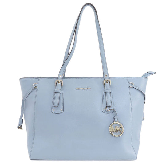 MICHAEL KORS Tote Bag leather blue logo Women Used Authentic
