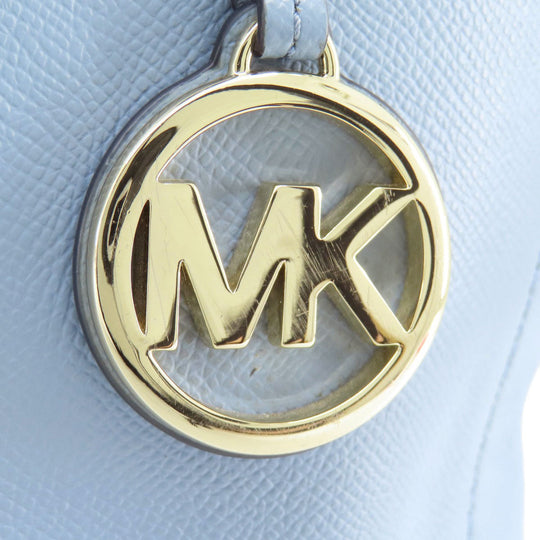 MICHAEL KORS Tote Bag leather blue logo Women Used Authentic