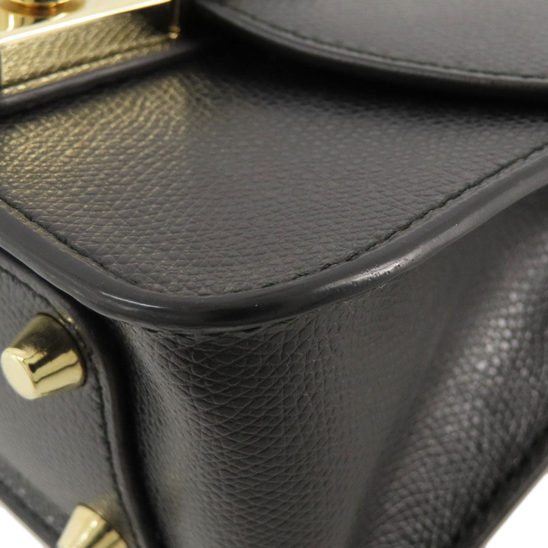 Furla Shoulder Bag leather black metropolis Women Used Authentic
