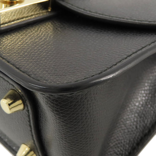 Furla Shoulder Bag leather black metropolis Women Used Authentic