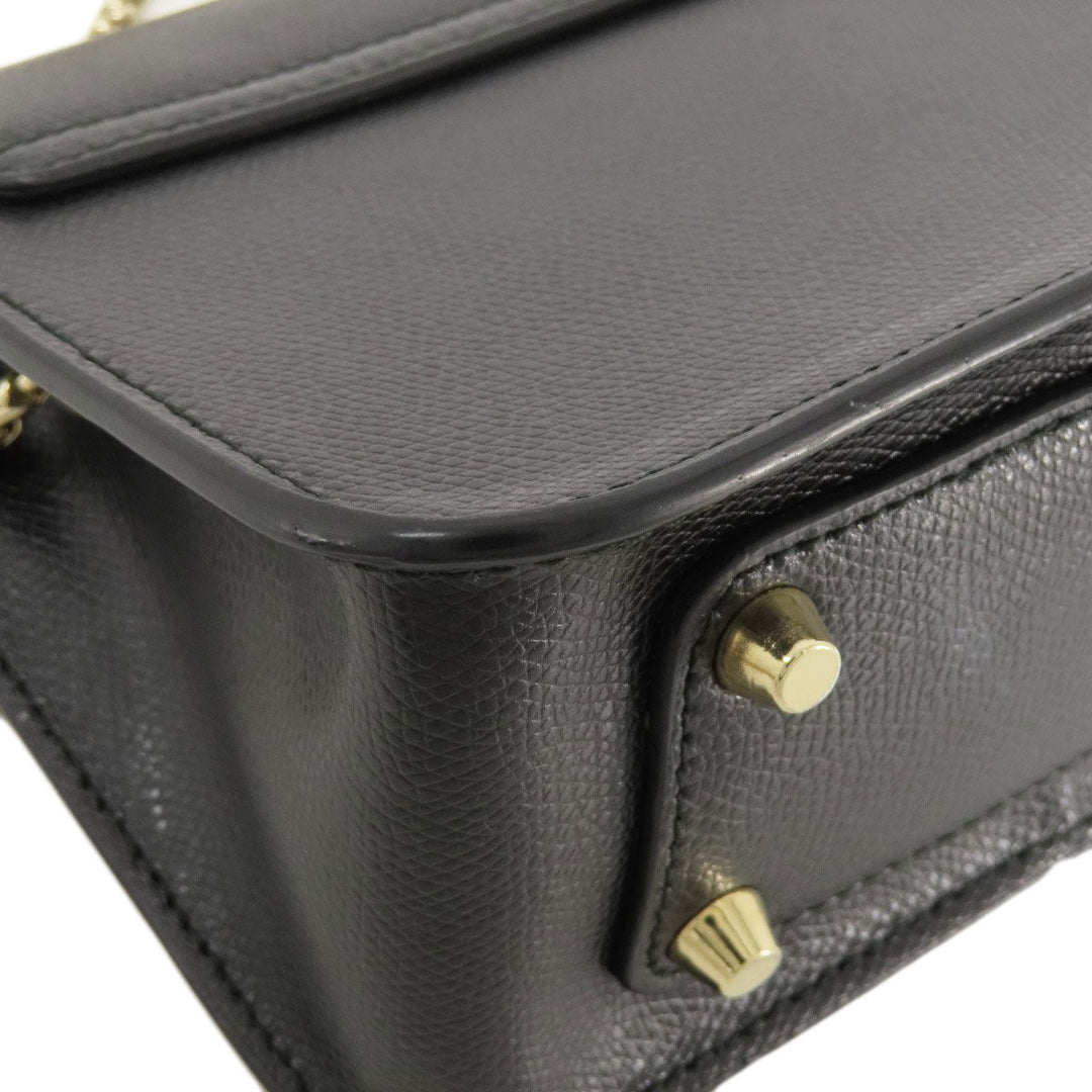 Furla Shoulder Bag leather black metropolis Women Used Authentic