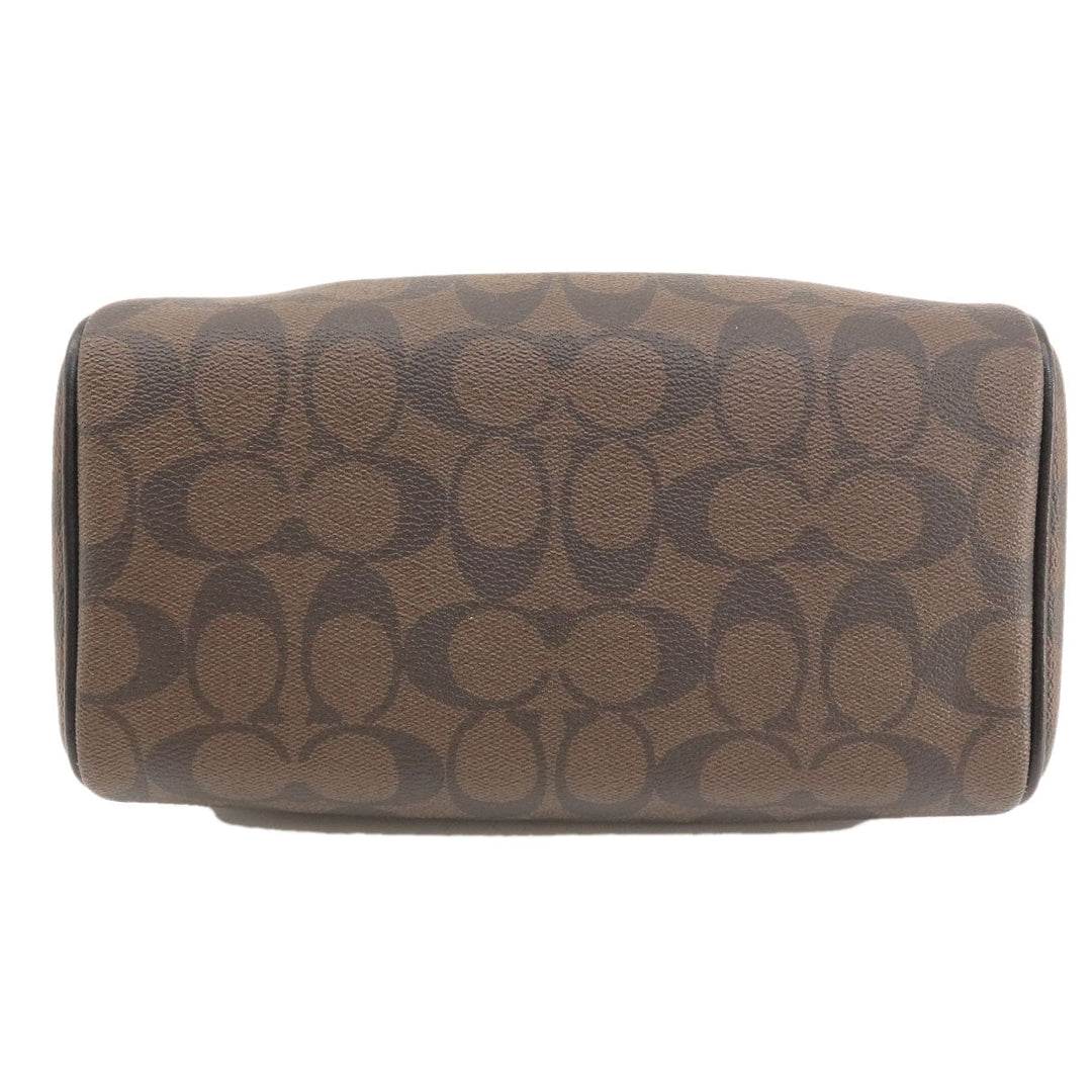 COACH Handbag F58312 PVC Brown Signature 2WAY Women Used Authentic