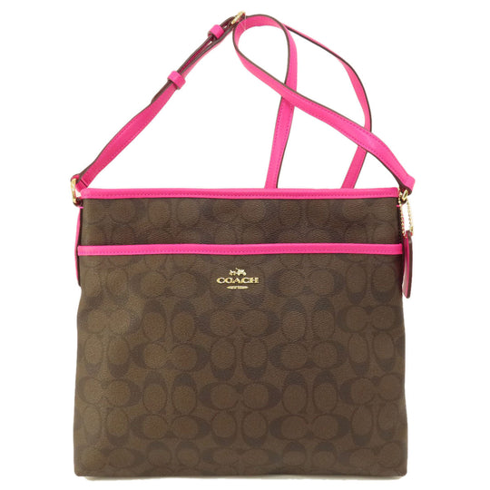 COACH Shoulder Bag F23866 PVC, Leather Brown Long Shoulder Signature Women Used Authentic