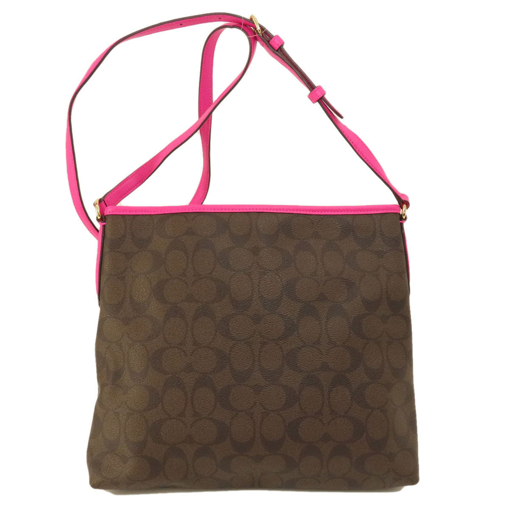 COACH Shoulder Bag F23866 PVC, Leather Brown Long Shoulder Signature Women Used Authentic