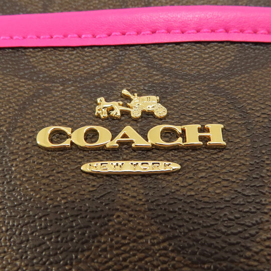 COACH Shoulder Bag F23866 PVC, Leather Brown Long Shoulder Signature Women Used Authentic