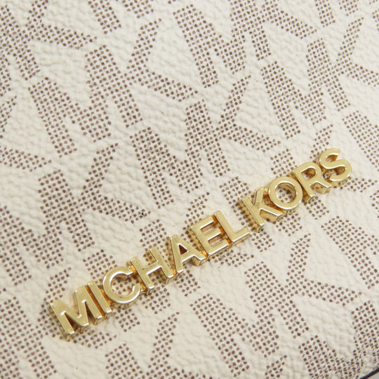 MICHAEL KORS Handbag PVC white MK Signature ChainShoulder Women Used Authentic