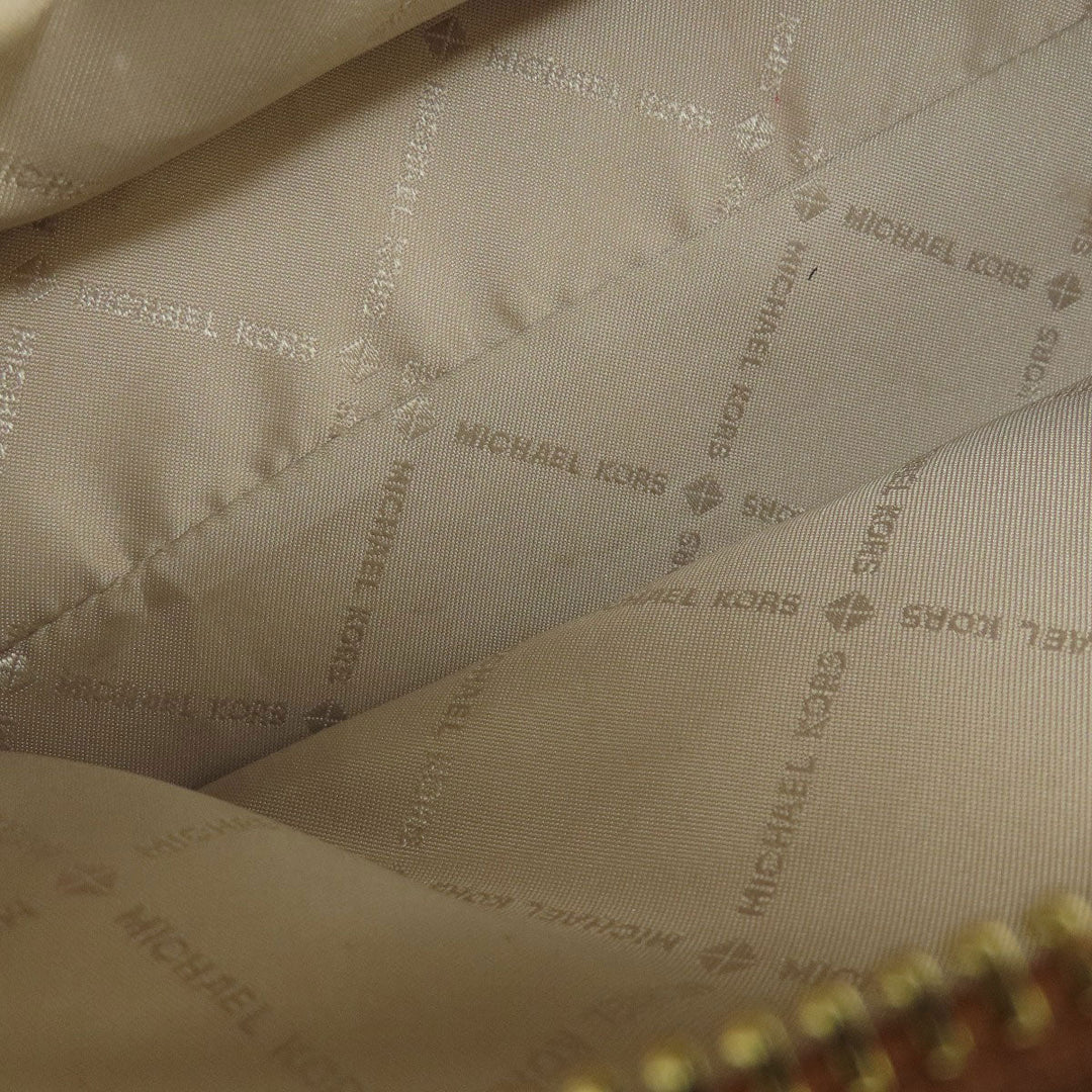 MICHAEL KORS Tote Bag Leather, Coated Canvas white MK signature Women Used Authentic