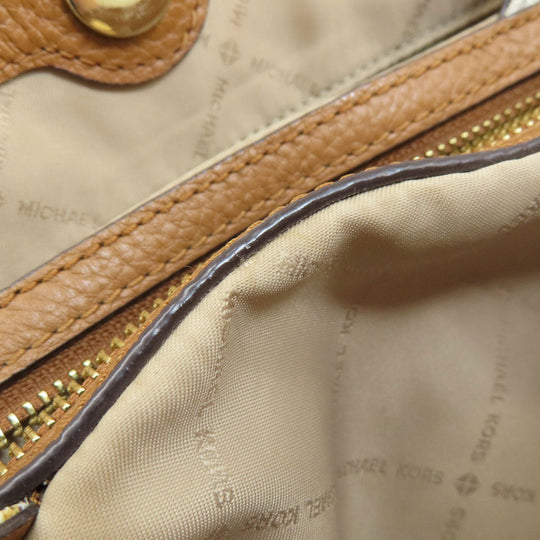 MICHAEL KORS Tote Bag Leather, Coated Canvas white MK signature Women Used Authentic