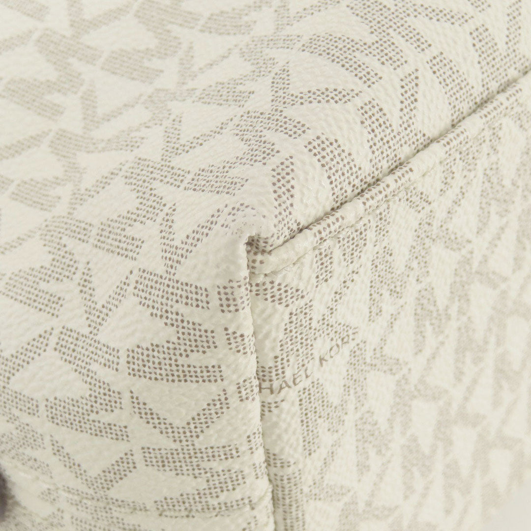 MICHAEL KORS Tote Bag Leather, Coated Canvas white MK signature Women Used Authentic