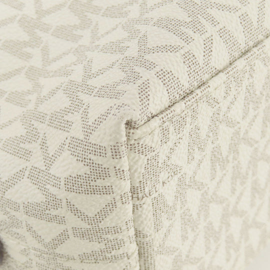 MICHAEL KORS Tote Bag Leather, Coated Canvas white MK signature Women Used Authentic