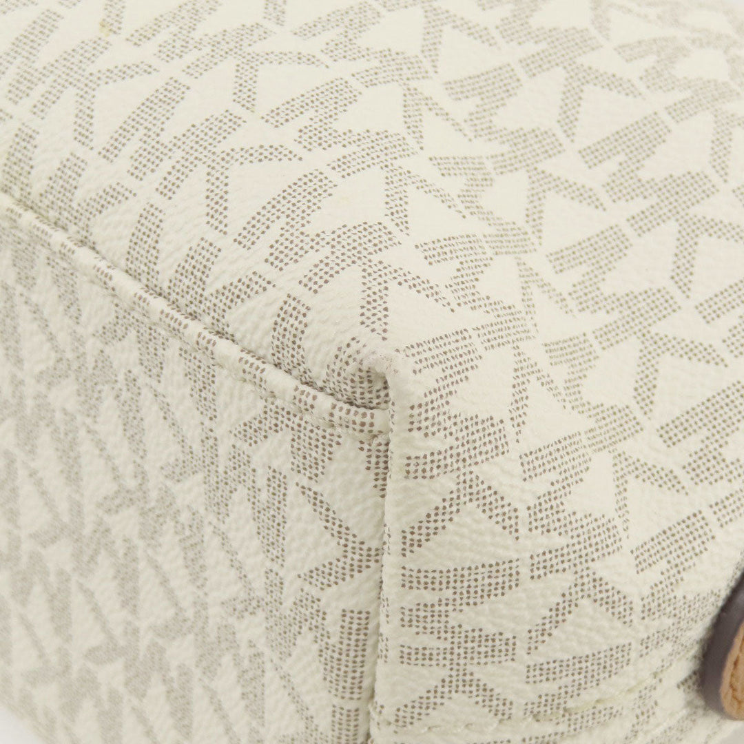 MICHAEL KORS Tote Bag Leather, Coated Canvas white MK signature Women Used Authentic