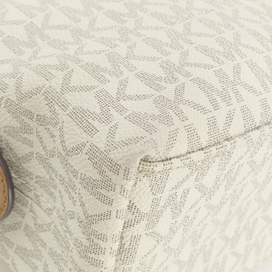 MICHAEL KORS Tote Bag Leather, Coated Canvas white MK signature Women Used Authentic