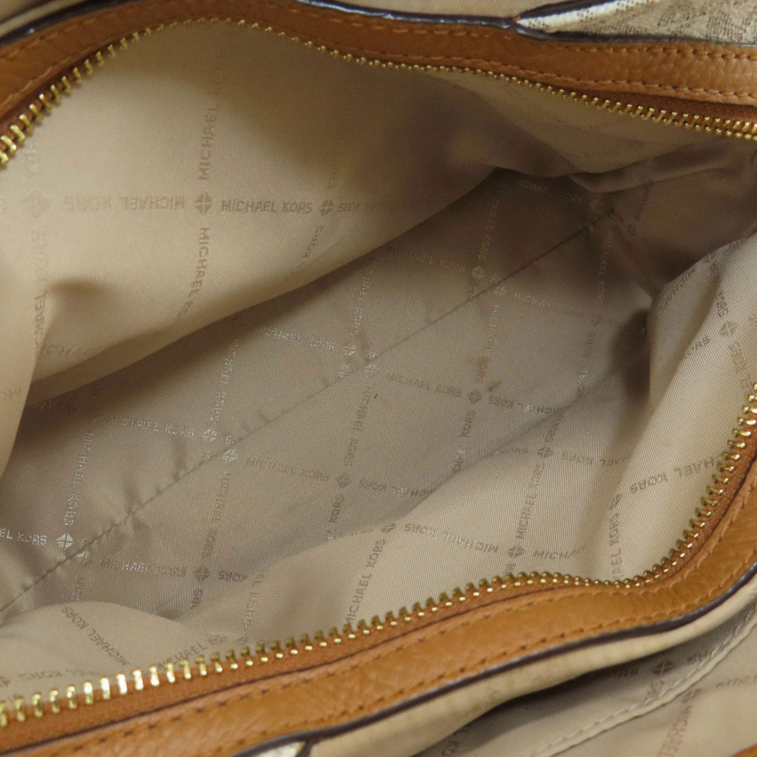 MICHAEL KORS Tote Bag Leather, Coated Canvas white MK signature Women Used Authentic
