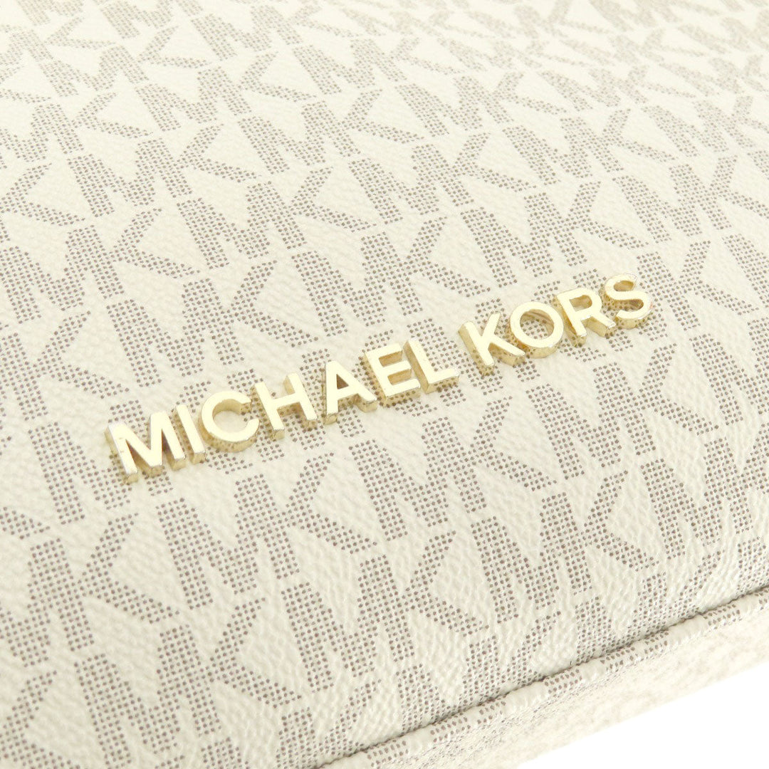 MICHAEL KORS Tote Bag Leather, Coated Canvas white MK signature Women Used Authentic