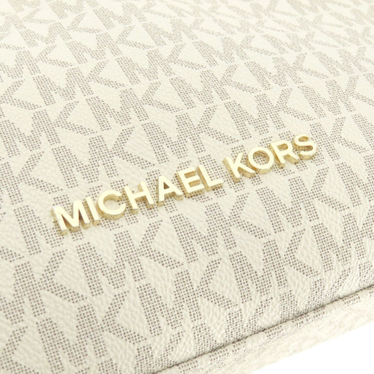 MICHAEL KORS Tote Bag Leather, Coated Canvas white MK signature Women Used Authentic