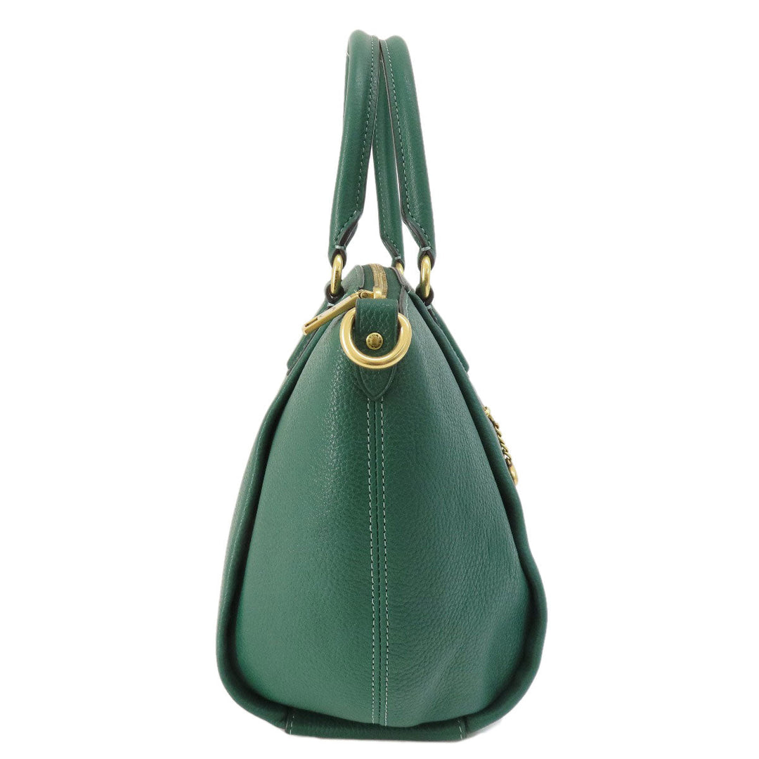 COACH Handbag 79316 leather green 2WAY Women Used Authentic