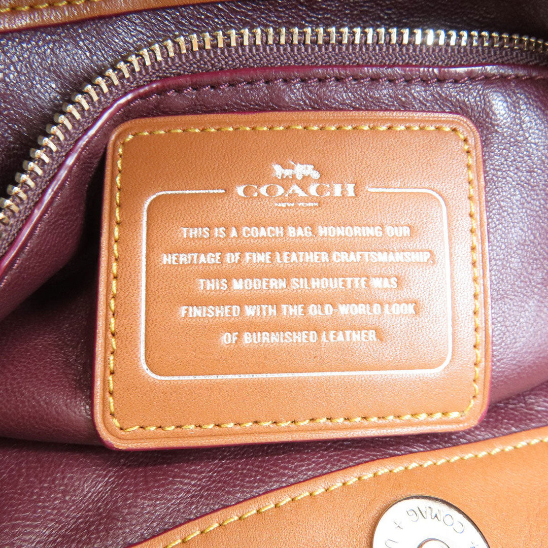 COACH Tote Bag 37905 leather Brown logo 2WAY one belt Women Used Authentic