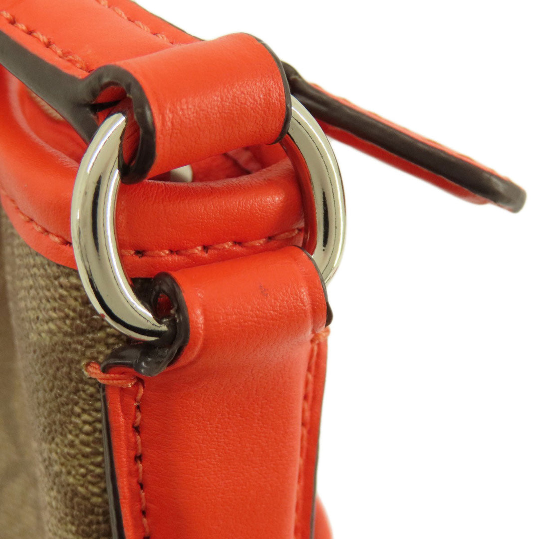 COACH Shoulder Bag F58297 PVC Brown Long Shoulder Signature Women Used Authentic