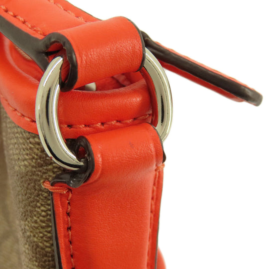 COACH Shoulder Bag F58297 PVC Brown Long Shoulder Signature Women Used Authentic