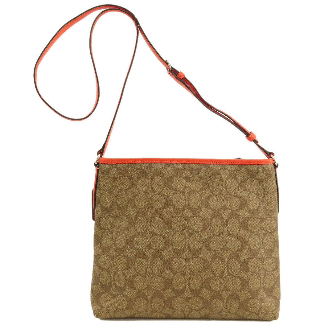 COACH Shoulder Bag F58297 PVC Brown Long Shoulder Signature Women Used Authentic