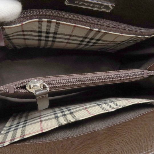 BURBERRY Handbag leather Brown logo Women Used Authentic