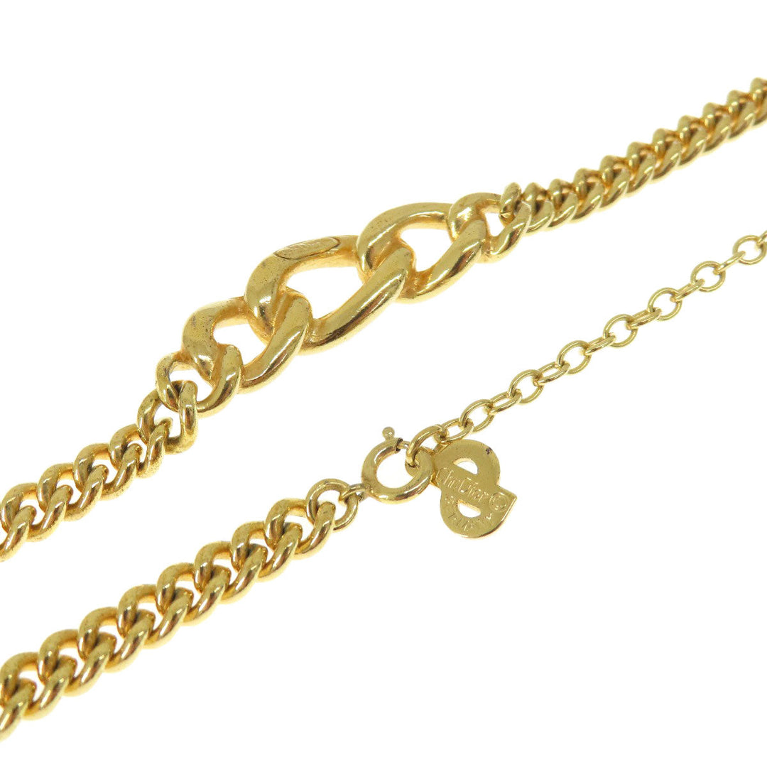 Christian Dior Necklace metallic gold Rhinestone Women Used Authentic