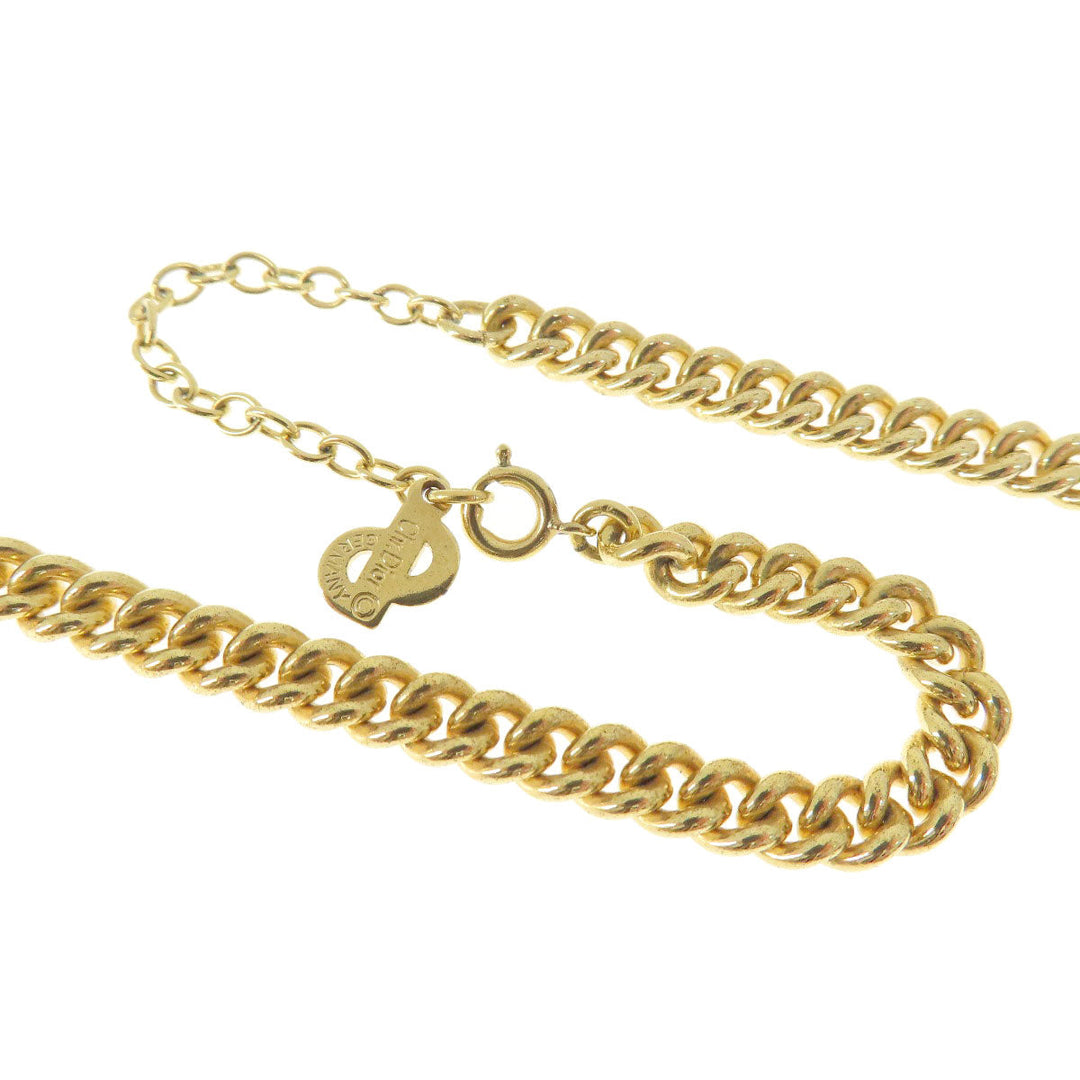 Christian Dior Necklace metallic gold Rhinestone Women Used Authentic
